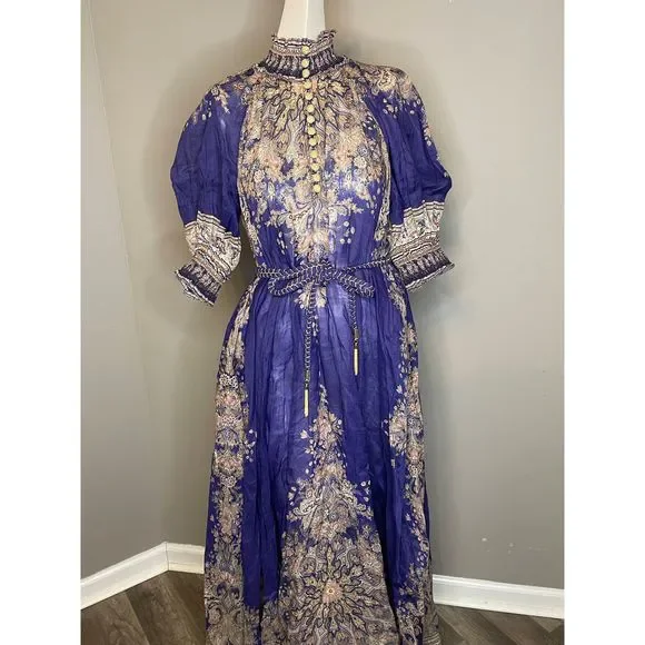 Zimmermann Blue and Gold Maxi Dress - Picture 10 of 11